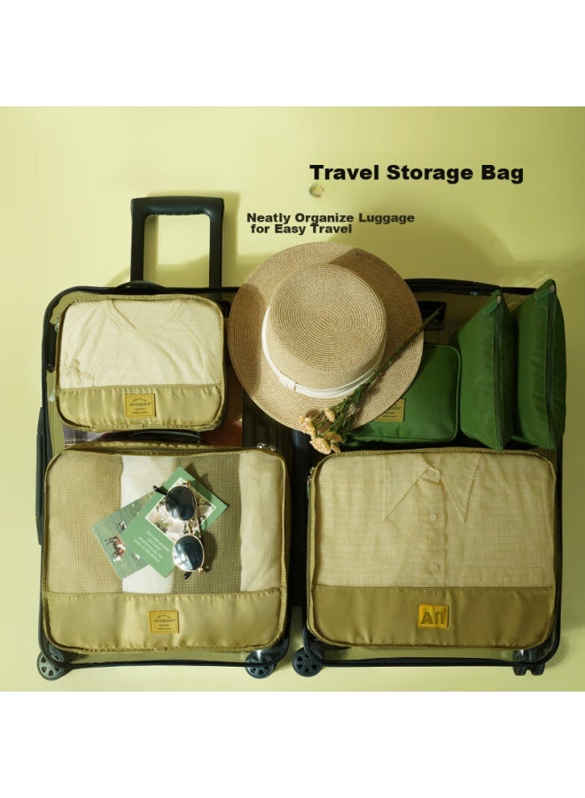 M Square M Square Travel Storage Bag, Luggage Organizer, 7-piece Set, Clothes Underwear Shoe Bag, Shoe Pouch, Norsen Green  - Image 1
