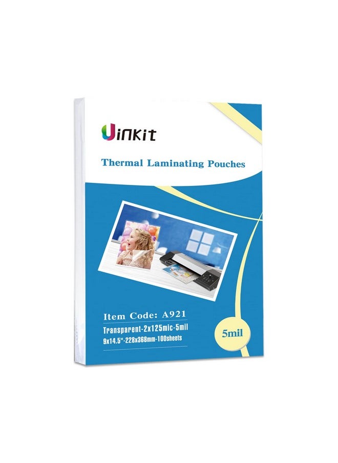 Uinkit Uinkit Legal Thermal Laminating Pouches 9X14.5inches 5mil for Extra Protection 100Pack Clear Glossy Laminating Sheets Laminator Pockets (9x14.5x100-5mil)  - Image 1