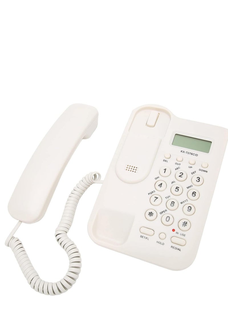 SYOSI Corded Landline Phone, Landline Corded Telephone, English Desktop Fixed Phone with FSK and DTMF Dual System, Caller ID Display/Pre Dial/Cancel/Callback/Recall, for Home Hotel Office Business(White) - Image 1