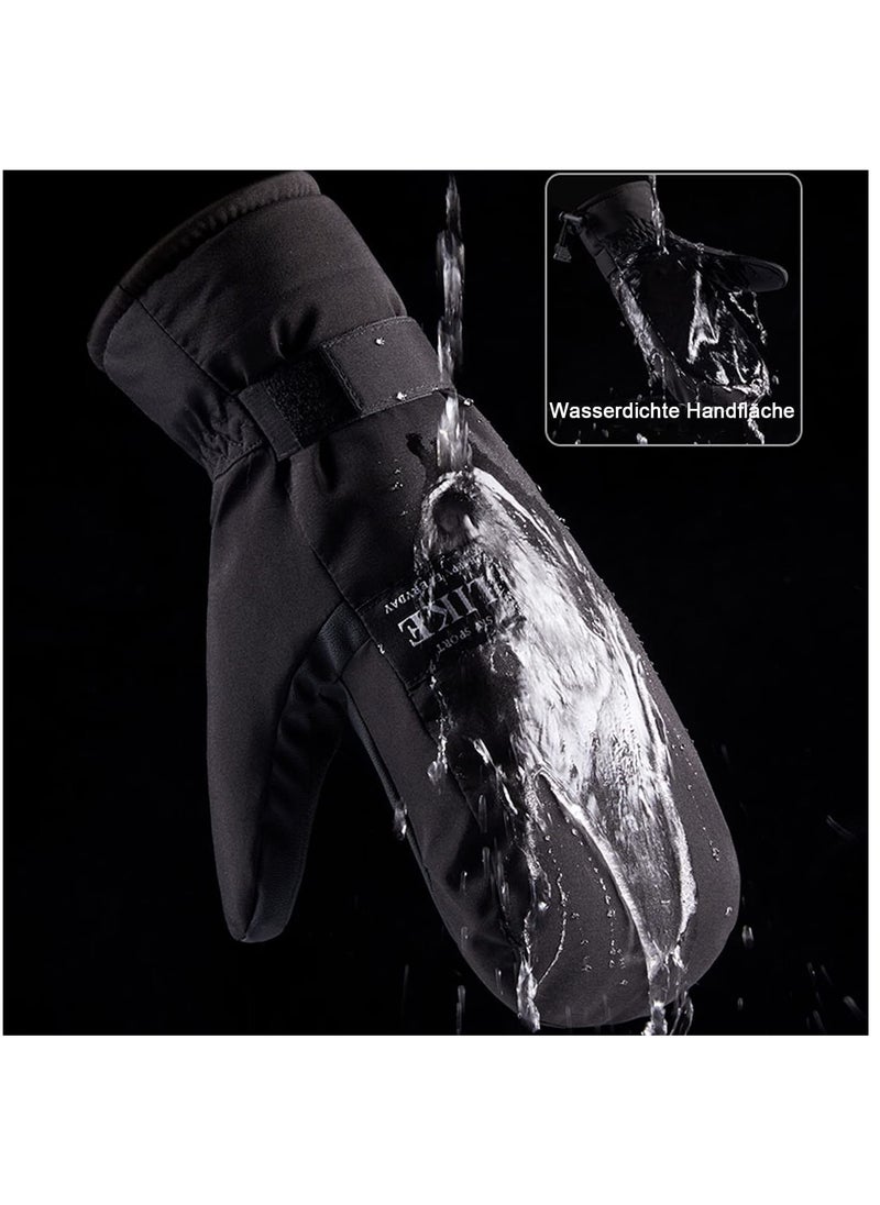 Excefore Waterproof Ski Mittens, Women Lady Winter Thermal 30°F Cold Weather Snow Ski Gloves Fleece Lined Warm For Ladies Mens Skiiing Snowboarding Cycling Hiking Walking Driving, L Size  - Image 5
