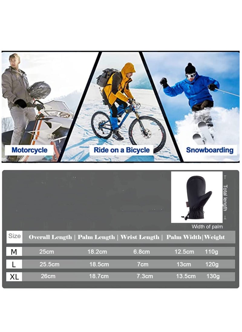 Excefore Waterproof Ski Mittens, Women Lady Winter Thermal 30°F Cold Weather Snow Ski Gloves Fleece Lined Warm For Ladies Mens Skiiing Snowboarding Cycling Hiking Walking Driving, L Size  - Image 4