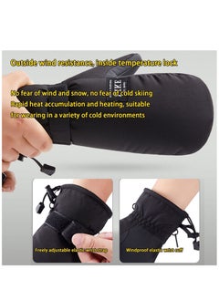 Excefore Waterproof Ski Mittens, Women Lady Winter Thermal 30°F Cold Weather Snow Ski Gloves Fleece Lined Warm For Ladies Mens Skiiing Snowboarding Cycling Hiking Walking Driving, L Size  - Image 2