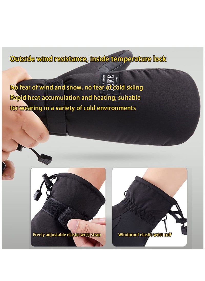 Excefore Waterproof Ski Mittens, Women Lady Winter Thermal 30°F Cold Weather Snow Ski Gloves Fleece Lined Warm For Ladies Mens Skiiing Snowboarding Cycling Hiking Walking Driving, L Size  - Image 2