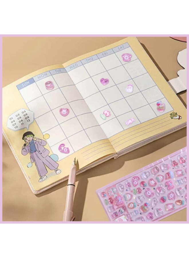 ملصقات أرنب وردي كرتونية ثلاثية الأبعاد لطيفة - ملصقات صغيرة قابلة لإعادة الاستخدام بتصميم كاواي، مثالية لتزيين دفاتر القصاصات، والمخططات، والمذكرات، وأجهزة الكمبيوتر المحمولة، وحافظات الهواتف. - Image 2