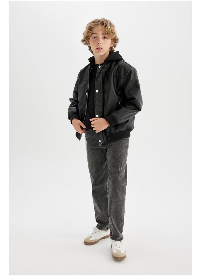 DeFacto Boy Oversize Fit Bomber Long Sleeve Coat  - Image 3