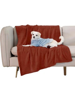 AMICA Pet Blanket For Large Small Dogs And Cats - Solid Plush Flannel Silky Soft Fleece - 35" X 45", Brown Size - Medium  - Image 1