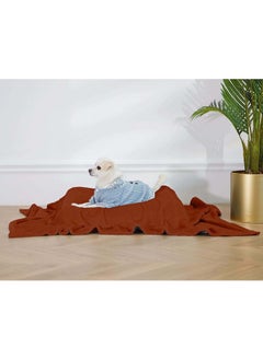 AMICA Pet Blanket For Large Small Dogs And Cats - Solid Plush Flannel Silky Soft Fleece - 35" X 45", Brown Size - Medium  - Image 3