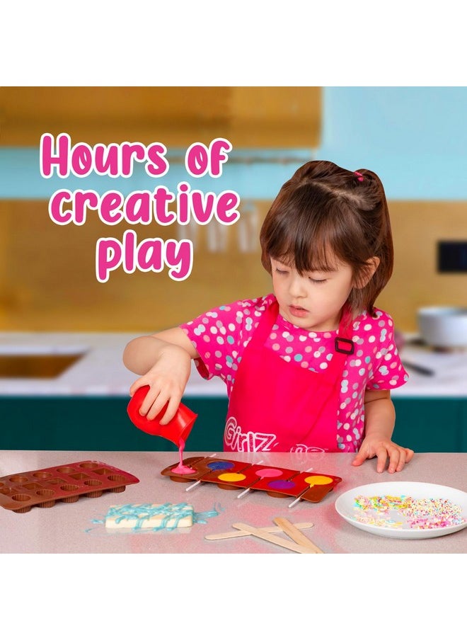 GirlZone - Little Choco Delights Maker Kit, Chocolate Making Kit With Candy Bar Molds, Lolly Sticks, Wrappers For Choco Bar, Ideal Christmas Gift & Thanksgiving Gift For 8+ Year Old Girls - Image 1