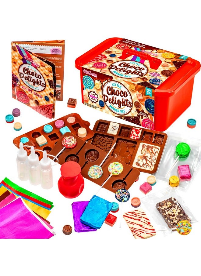 GirlZone - Little Choco Delights Maker Kit, Chocolate Making Kit With Candy Bar Molds, Lolly Sticks, Wrappers For Choco Bar, Ideal Christmas Gift & Thanksgiving Gift For 8+ Year Old Girls - Image 1