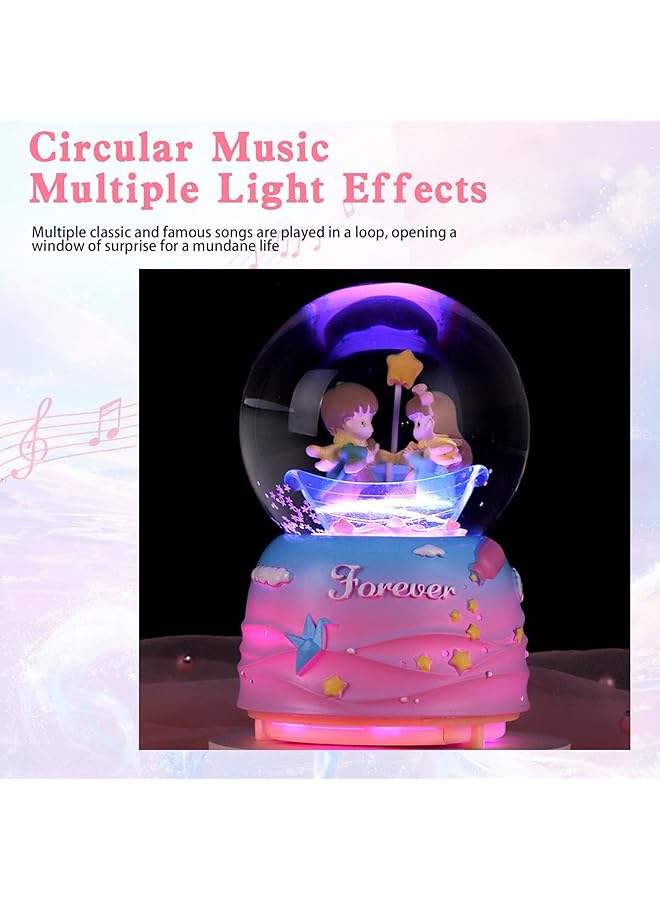 erorex Snow Globe Music Box 80Mm Resin Glass Musical Water Globe With Color Changing Led Lights And Automatic Snowflakes Birthday Gift For Girls Kids Adults Table Decor For Living Room Bedroom - Image 2