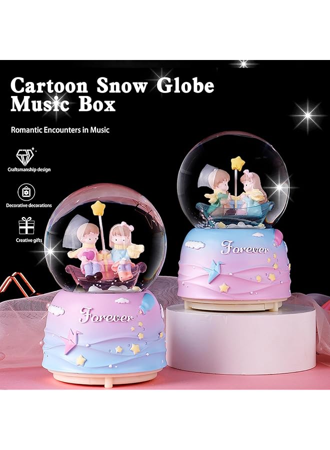 erorex Snow Globe Music Box 80Mm Resin Glass Musical Water Globe With Color Changing Led Lights And Automatic Snowflakes Birthday Gift For Girls Kids Adults Table Decor For Living Room Bedroom - Image 3