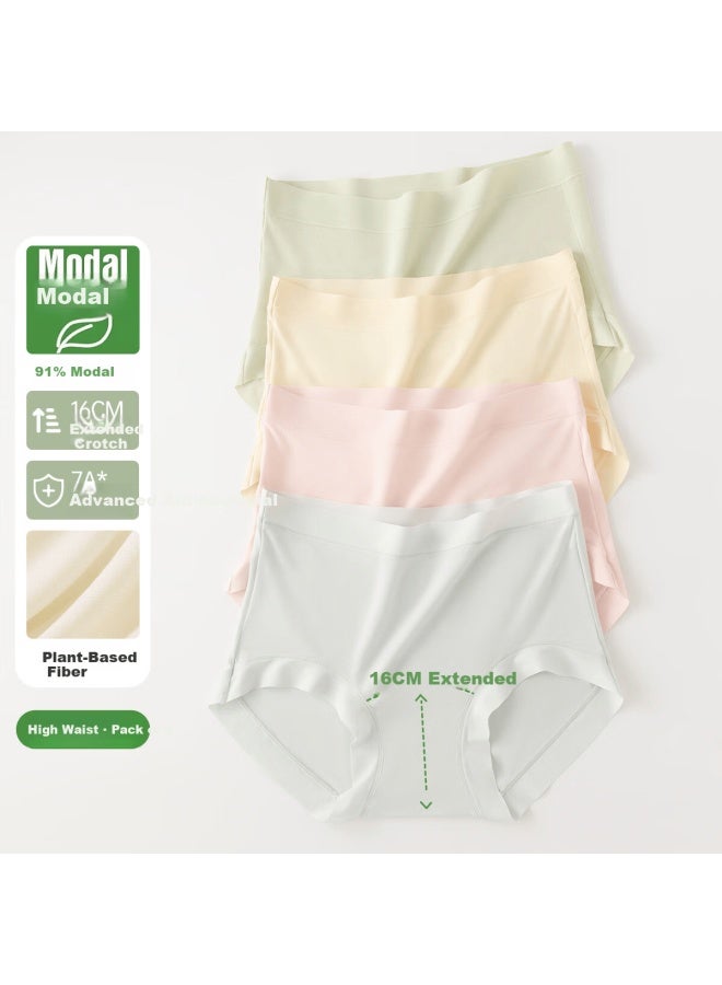 Top melon Dingguagua Dingguagua Women's Modal Antibacterial High-waist Mulberry Silk Bottom Ladies' Triangle Underwear 4-pack XL 170 - Image 1
