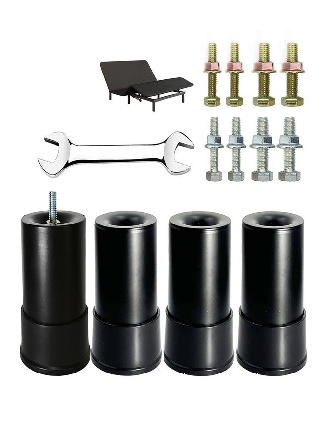 Benbuoo 4 Inch Metal Adjustable Bed Base Frame Leg Replacement Heavy Duty Extra Height Leg Compatible with 89% of Frameworks Such as M8 M10 Thread (Set of 4) - Image 2