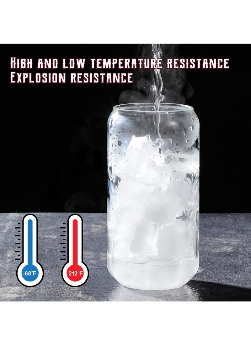 SOLARAE Drinking Glasses with Bamboo Lids and Glass Straw 4pcs Set 16oz Can Shaped Cups Drink Iced Coffee Cute Tumbler Cup Ideal for Brithday Gift - Image 4