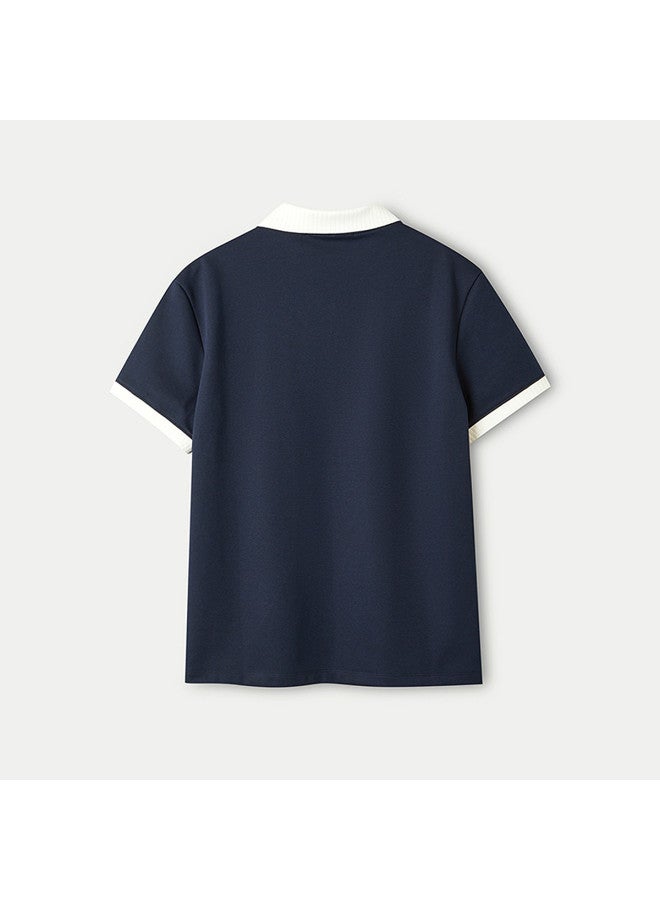 HLA 25 Summer Casual Style Simple And Elegant Contrast Color Women'S Short-Sleeve Polo Shirt - Image 3
