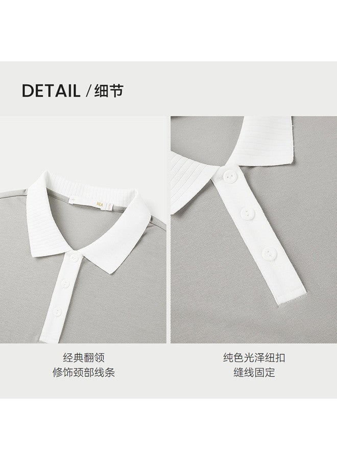 HLA 25 Summer Casual Style Simple And Elegant Contrast Color Women'S Short-Sleeve Polo Shirt - Image 4