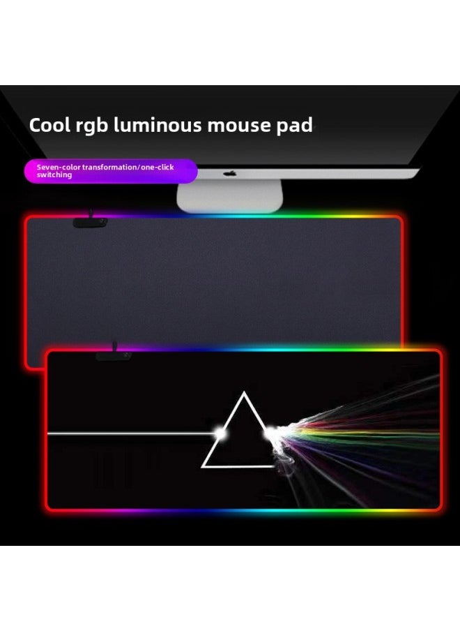 Generic - RGB Cool Gaming Luminous Mouse Pad Oversized Thickened Table Pad E-Sports Keyboard Pad Anti-Slip Pad Wrist Pad-Color:25.30.4-Pattern:ICE Shooter - Image 1