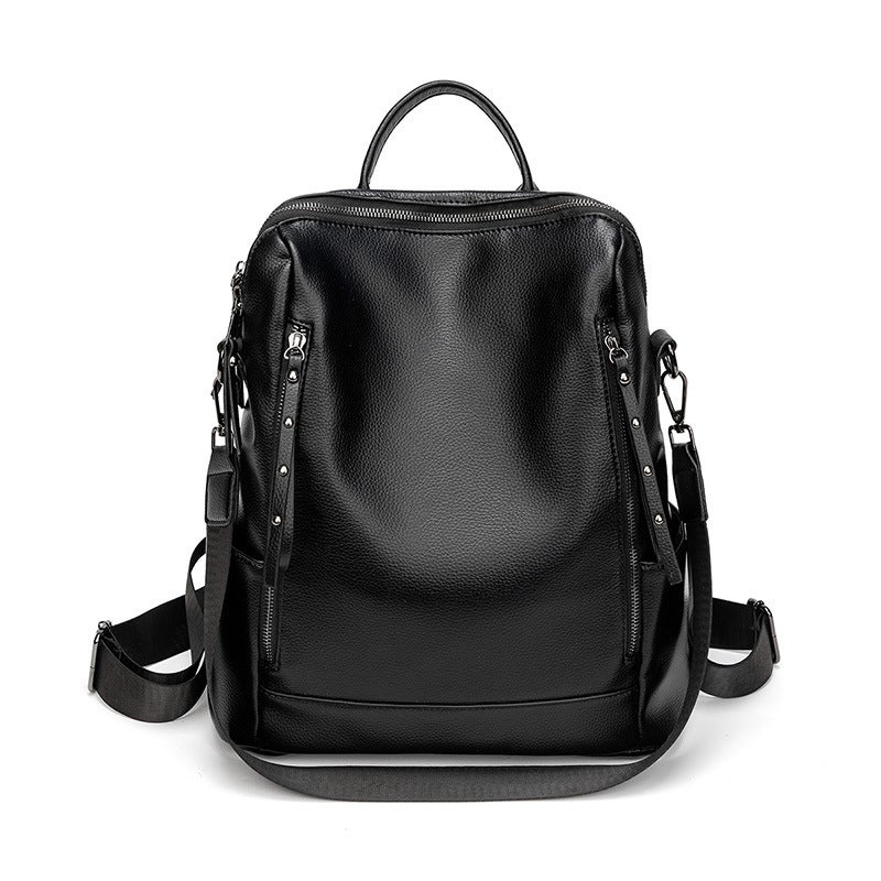 Women's Soft PU Leather Backpack Large Capacity Commuter Travel - Image 5
