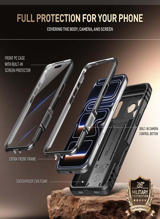 Poetic for iPhone 17 Pro Max Case with Camera Control Capture Button, [Built-in Stand] [Built-in Screen Protector] Full-Body Military Grade Rugged Phone Case for iPhone 17 Pro Max, Black - Image 3