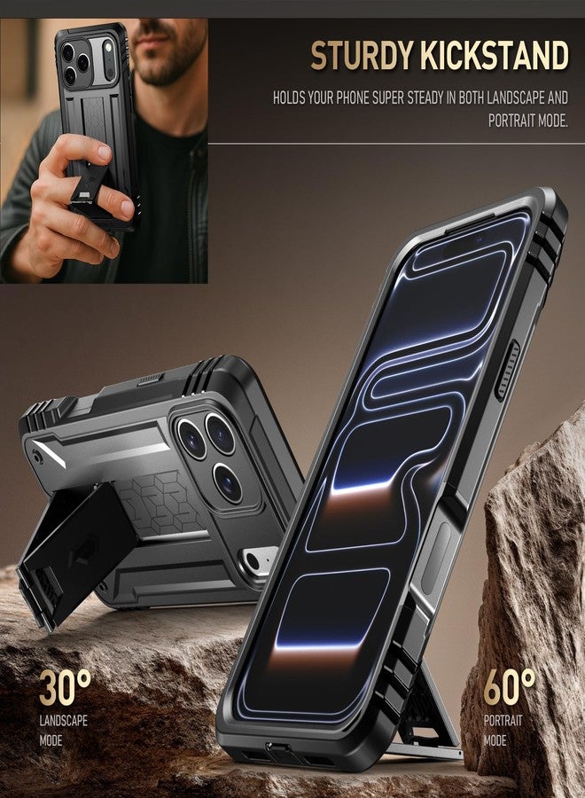 Poetic for iPhone 17 Pro Max Case with Camera Control Capture Button, [Built-in Stand] [Built-in Screen Protector] Full-Body Military Grade Rugged Phone Case for iPhone 17 Pro Max, Black - Image 4