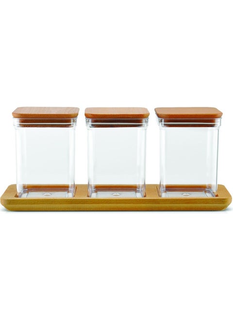 Evik Set of 3 Storage Containers with Stand 37X16 cm
