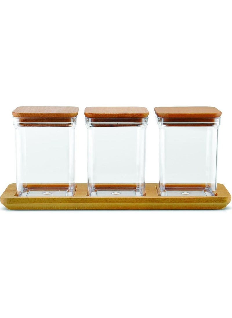 Evik Set of 3 Storage Containers with Stand 37X16 cm