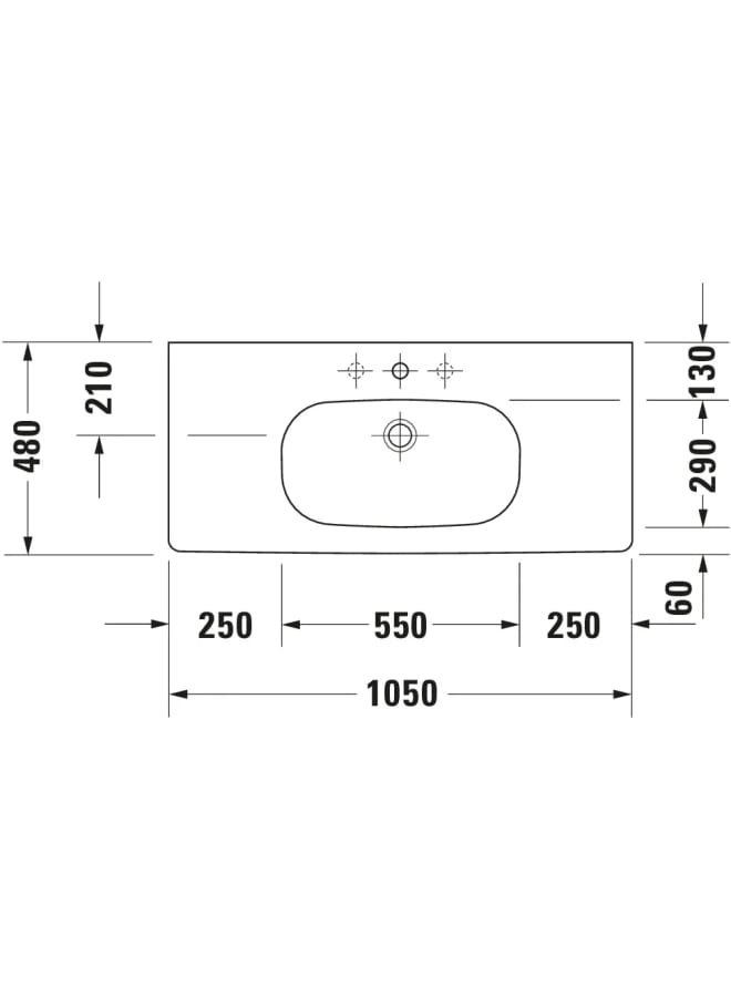 ديورافيت دى كود حوض موبيليا بالفايظ ، بفتحة للخلاط   1050  480X  مللى ، سيراميك أبيض - Image 2
