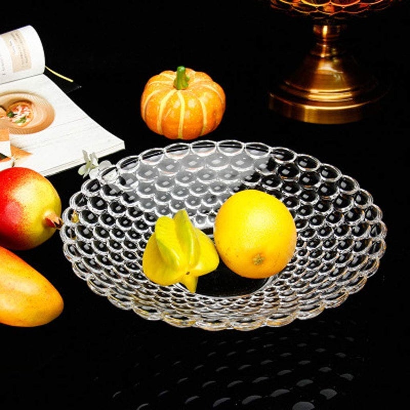 BRUSHFINCH Fruit Plate Bowl Salad Bowl Snack Dessert Plate Wedding Candy Bowl Clear Serving Bowl Decorative Bowl Home Office Multipurpose Tray Crystal EcoFriendly Glass 1 pcs Clear - Image 2