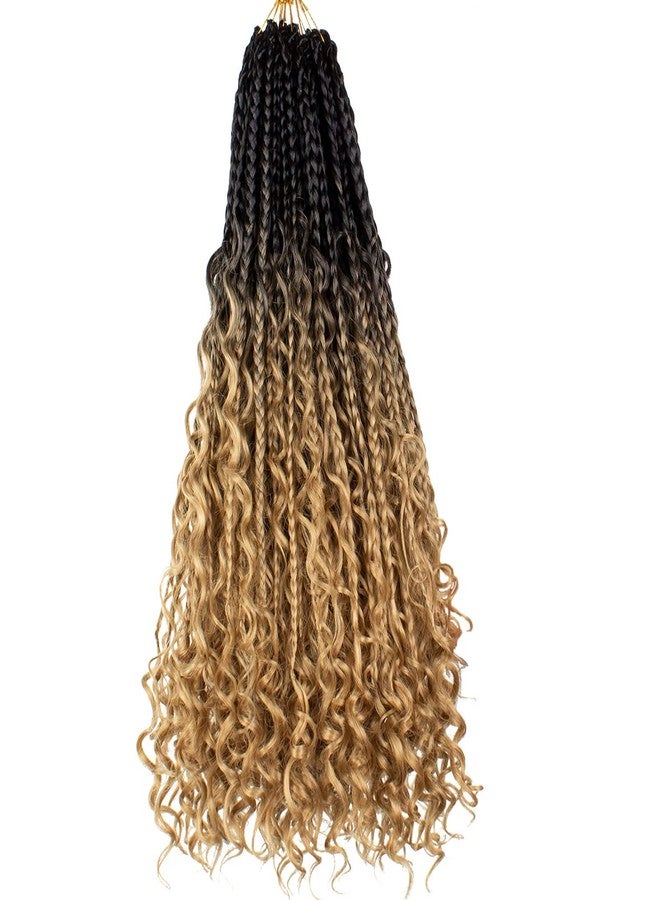 Beverlee 18 Inch 8 Packs Boho Box Braids Goddess Box Braids Crochet Hair Bohemian Hippie Braids Braiding Hair Box Braids with Curly Ends Messy Pre-looped Synthetic Crochet Hair for Black Women - Image 1