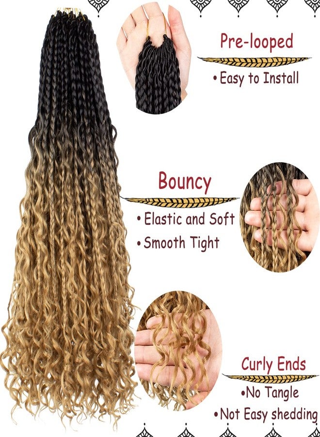 Beverlee 18 Inch 8 Packs Boho Box Braids Goddess Box Braids Crochet Hair Bohemian Hippie Braids Braiding Hair Box Braids with Curly Ends Messy Pre-looped Synthetic Crochet Hair for Black Women - Image 3