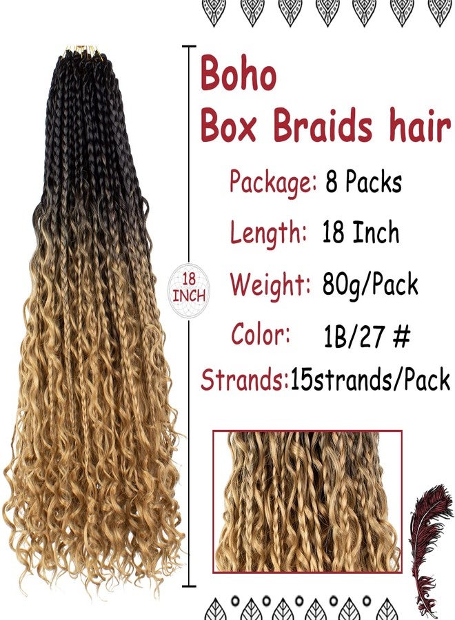 Beverlee 18 Inch 8 Packs Boho Box Braids Goddess Box Braids Crochet Hair Bohemian Hippie Braids Braiding Hair Box Braids with Curly Ends Messy Pre-looped Synthetic Crochet Hair for Black Women - Image 2