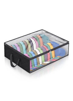 Generic Caps Clothing Organizer, Wide Hat Storage for Various Caps  or Underwear with 2 Sturdy Handles Storage Box Holds Up to 40 Hats Foldable or 60 Underwear for Home Travel (Black, 20x16x6.7inches)  - Image 1