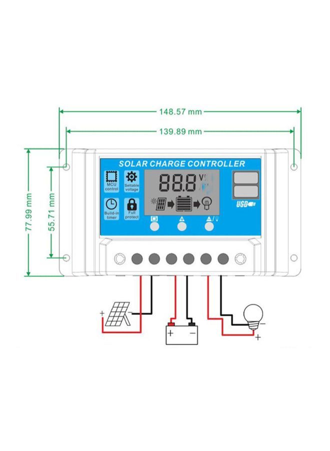 NIBEMINENT Solar Panel Controller Black/Blue 15x3.5x7.8centimeter  - Image 5