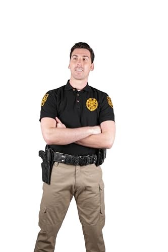 First Class Poly Cotton Security Polo Shirts Black (2XL, Short Sleeve Gold) - Image 5