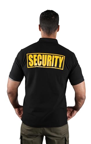 First Class Poly Cotton Security Polo Shirts Black (2XL, Short Sleeve Gold) - Image 3