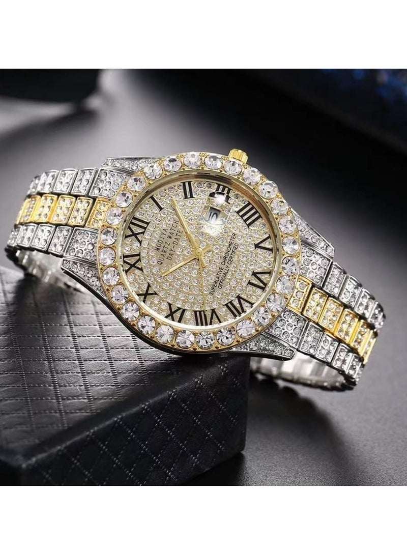 Ultra-Thin Diamond-Accented Roman Numeral Quartz Watch (Diamonds / Roman Numerals / Quartz Movement / Slim Profile)