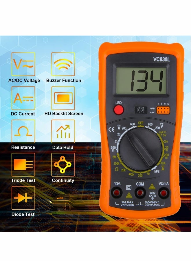 Digital Multimeter, Multimeter with AC DC Voltmeter & Ohm Volt Amp Tester, Multifunction Battery Tester, Pocket Meter with Backlight Tests Wire, Voltage Tester Measure Voltage Current Resistance  - Image 4