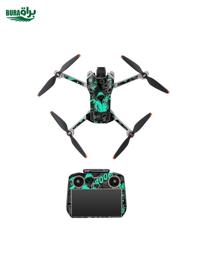 BURAQ ملصق حماية لجسم طائرة الدرون DJI Mini 4 Pro / RC 2 ريموت كنترول (رجل القبعة الخضراء)  - Image 1