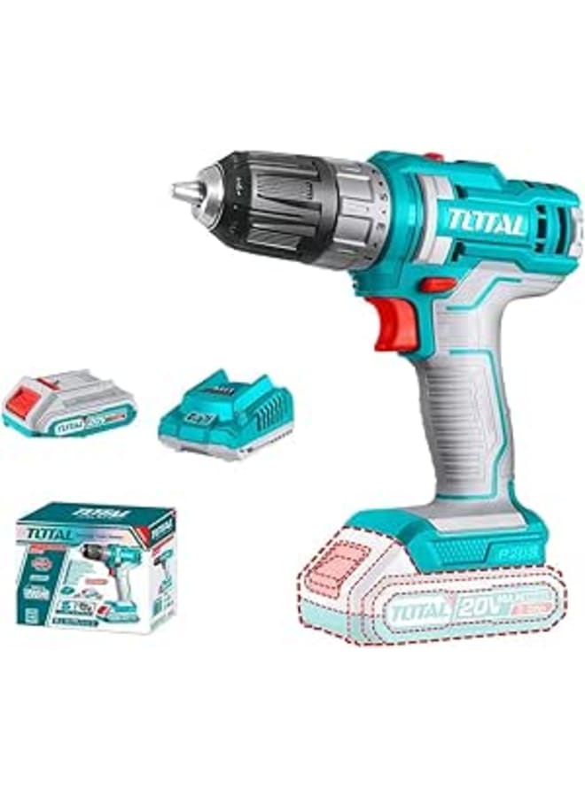 Total Lithium-Ion cordless drill 20V 2A Mechanical 2-speed gear 45NM Spindle lock function - TDLI200518