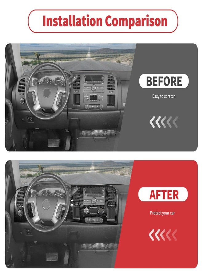 Linskip Dashboard Air Vent Covers Compatible with Silverado 1500 & GMC Sierra 2007-2013, Climate Control Accent Trim, Interior Accessories(Black Carbon) - Image 3