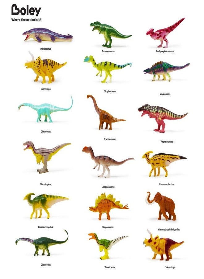 Boley 18 Pack 4" Dinosaur Toy Set - Educational Dinosaur and Mammoth Figures - Realistic Toys for Kids - Perfect for Learning and Play - Great Birthday Party Favors - Safe & Durable - Ages 3+ - Image 2
