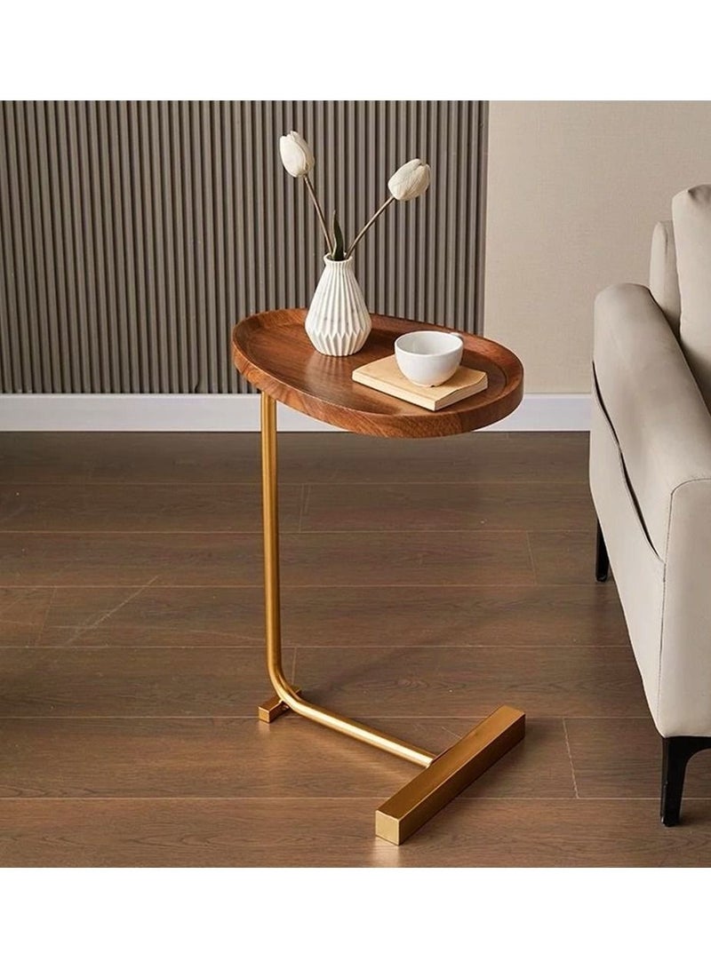DubaiGallery Sofa Side End Table, Light Luxury Side Table Simple Corner Table Bedside Cabinet Metal Frame C Shaped Table for Sofa Bed Living Room Bedroom - Image 2