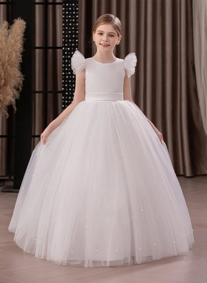 تايك تو Take Two Solid Bow Detail Deep V Back Mesh Party Dress