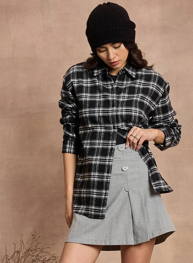 SASSAFRAS SASSAFRAS Checked Long Sleeves Oversized Shirt