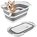 ddLUCK MultiFunctional Collapsible Dog Bathtub with Drainage Hole Portable Foldable Small Pets Bathtub Washing Tub Bathing Tub for Puppy Small Dogs Cats Gray - Image 2