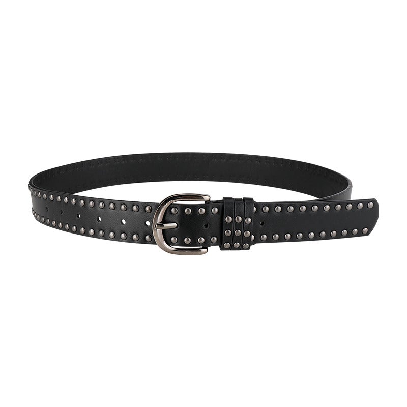 Women's Y2K Punk Rivet Belt PU Leather Wide Waist Belt - Image 5