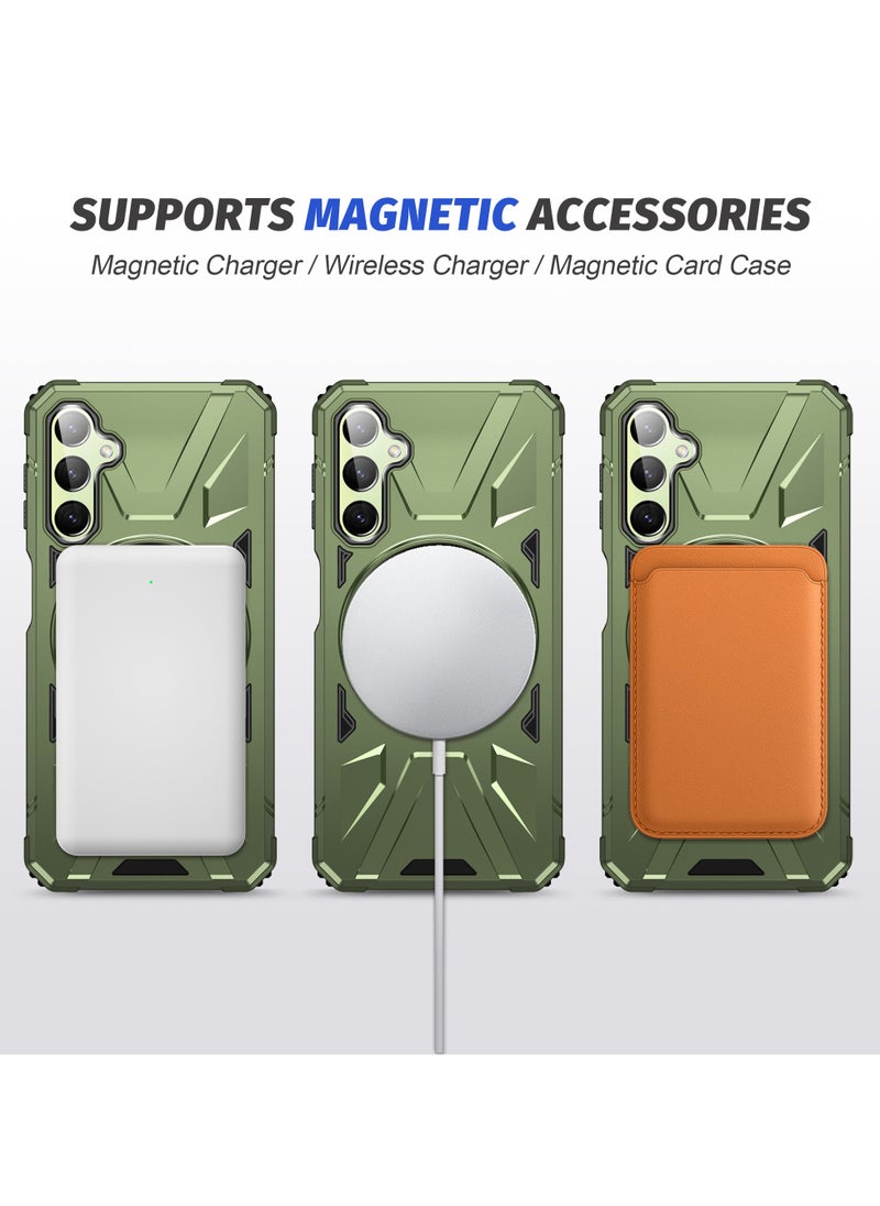 ICARLUS For Samsung Galaxy A55 5G Anti-fall TPU+PC Phone Cover with Metal Bracket Green  - Image 4