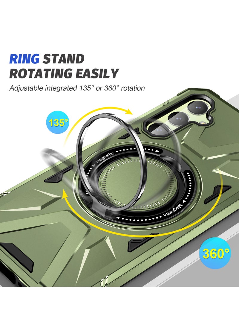 ICARLUS For Samsung Galaxy A55 5G Anti-fall TPU+PC Phone Cover with Metal Bracket Green  - Image 3