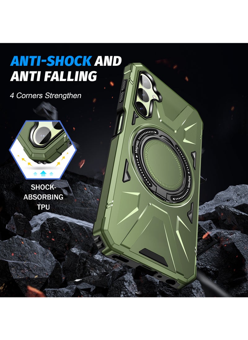 ICARLUS For Samsung Galaxy A55 5G Anti-fall TPU+PC Phone Cover with Metal Bracket Green  - Image 5