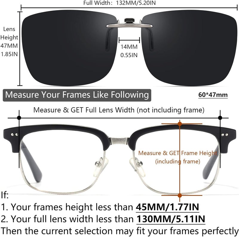 CAXMAN Polarized Clip On Sunglasses Over Prescription Glasses Men Women Compact Fit Non-Flip Up - Image 4